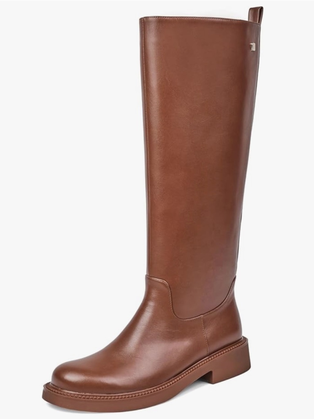 NWOT women’s knee high Chelsea boots brown size 8 round toe chunky heel